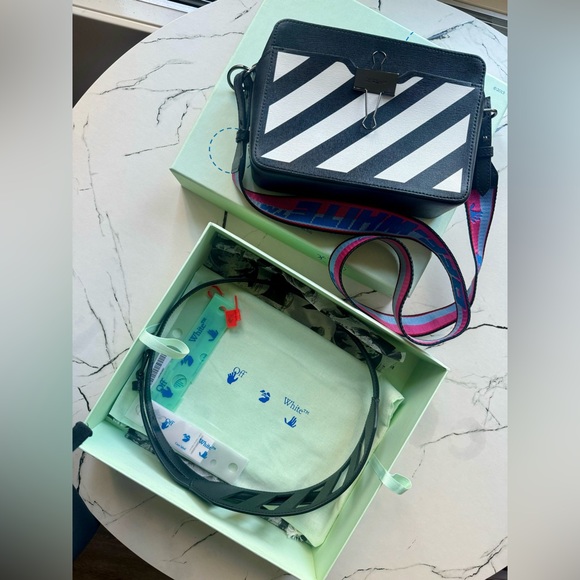 OFF-WHITE Diag Crossbody Camera Bag Black/White Convertible Belt Bag Fanny Pack - Picture 7 of 15